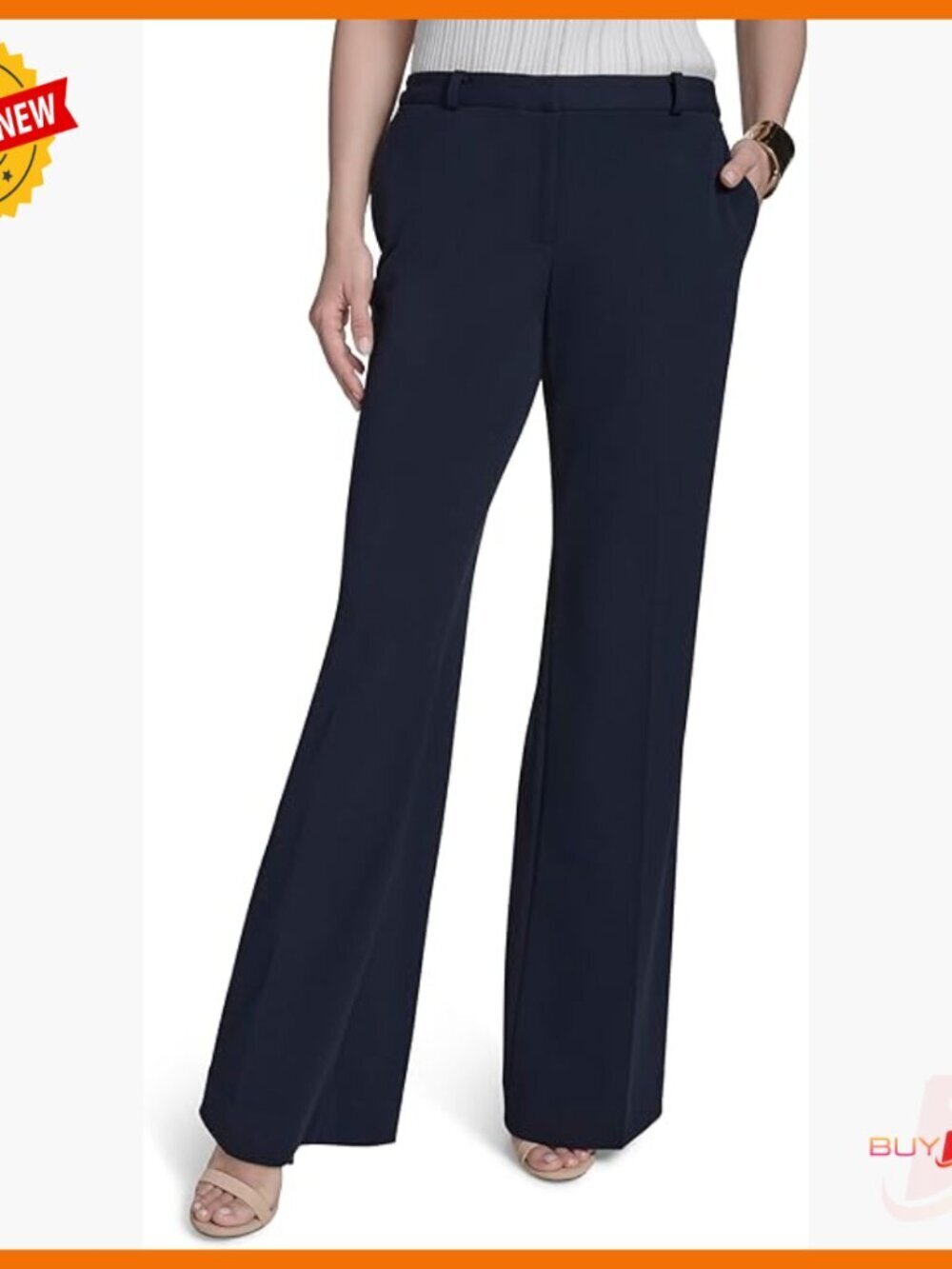 Straight Leg Ponte Work Pants with Belt Loops Office Wear